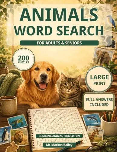 Cover of Animals Word Search for Adults & Seniors