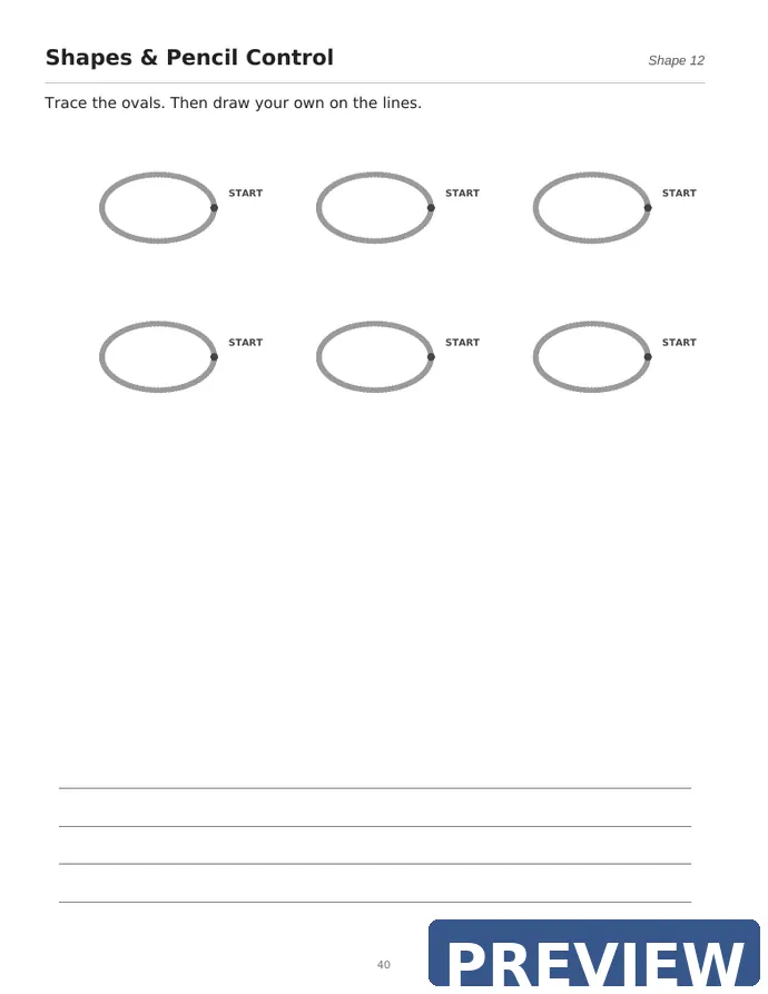 Preview page of oval tracing activities from My Big Number and Line Tracing Workbook Ages 3-5