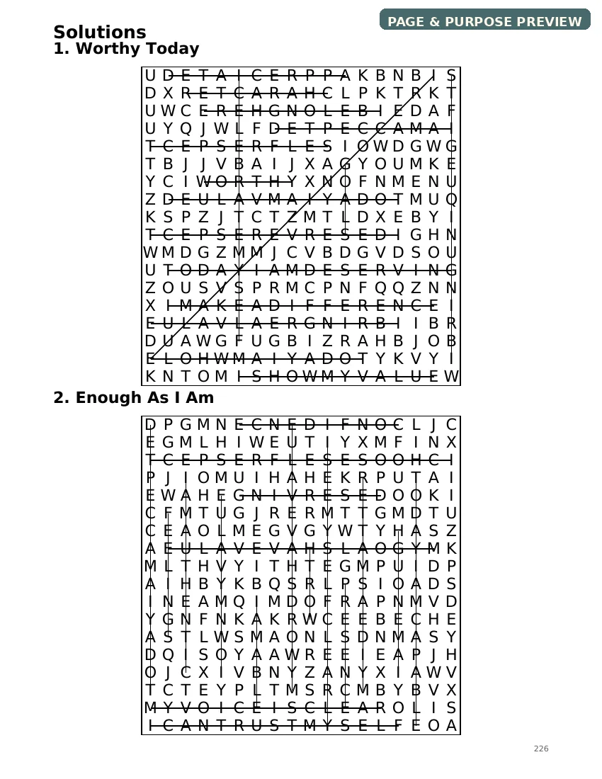 Large print solution page showing completed word search paths