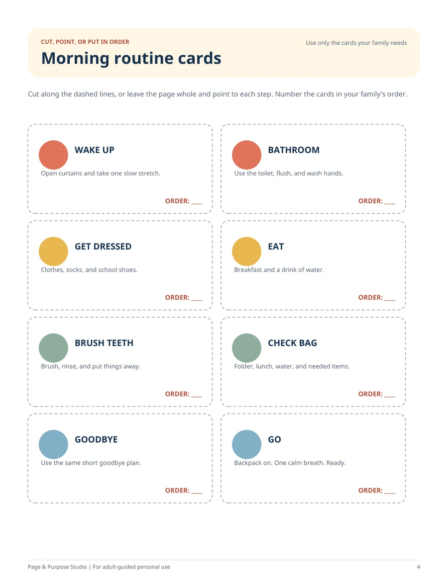 Routine practice page from the First Week Confidence Kit