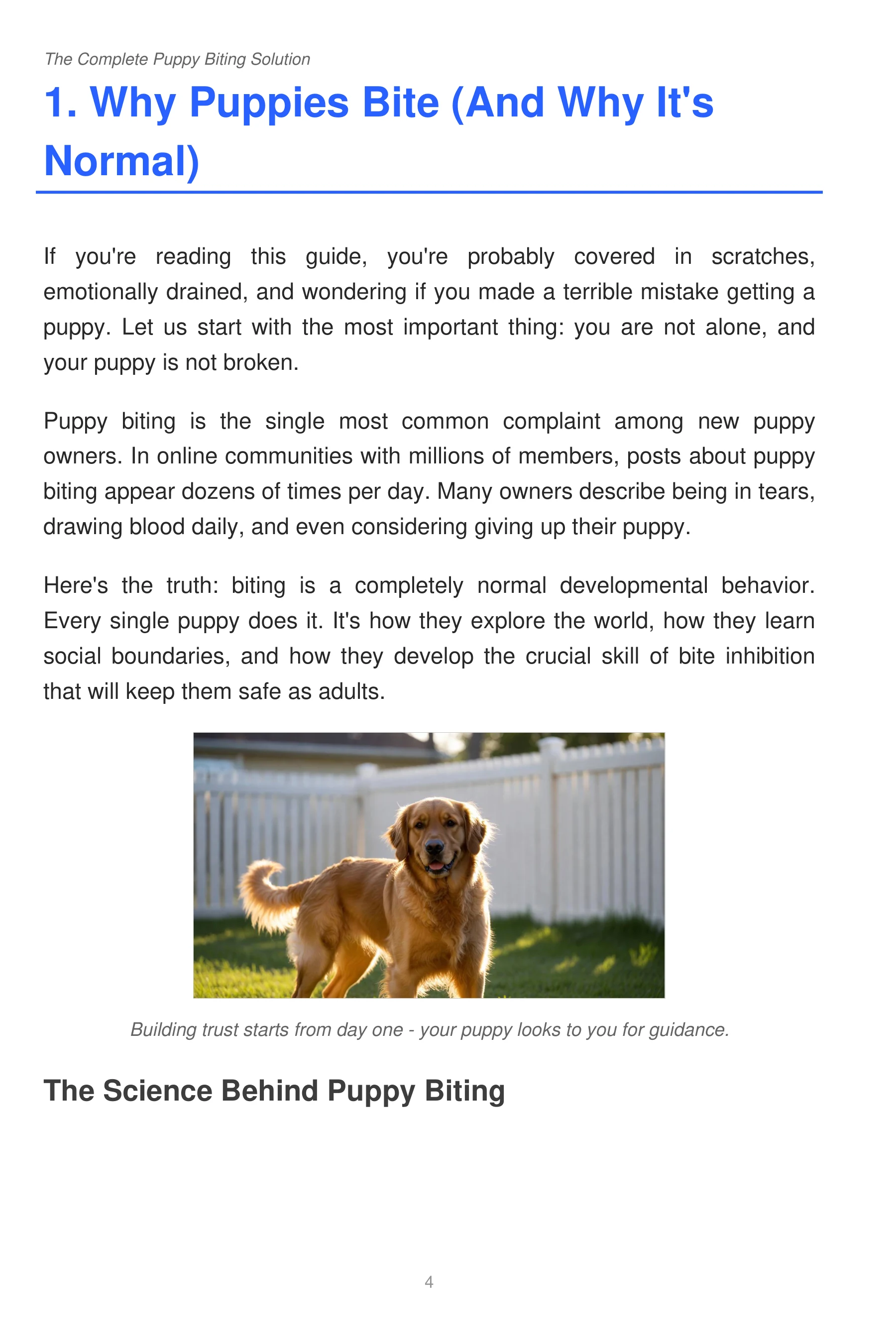 Page 4: Why puppies bite. The selected page text is available in this viewer.
