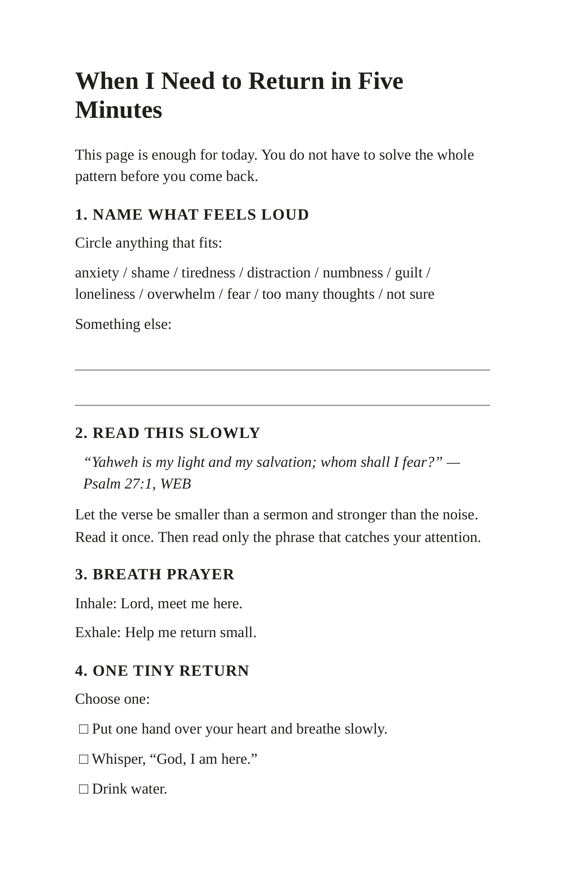 Page 5: A five-minute return. The selected page text is available in this viewer.