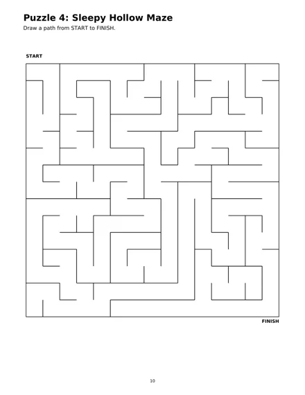 Interior page 10: Puzzle 4: Sleepy Hollow Maze