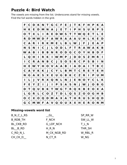 Interior page 7: Puzzle 4: Bird Watch