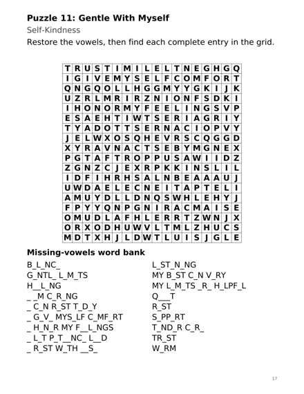 Interior page 17: Puzzle 11: Gentle With Myself
