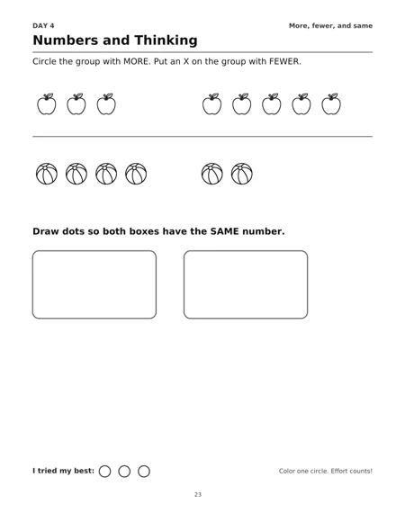Interior page 23: Day 4: More, fewer, and same