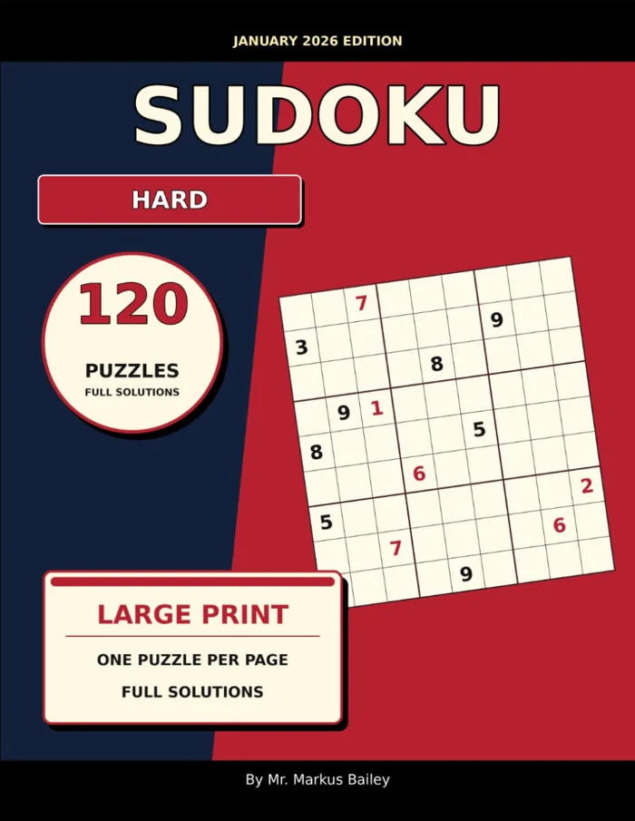 Cover of 2026 Sudoku Large Print Hard: January Edition
