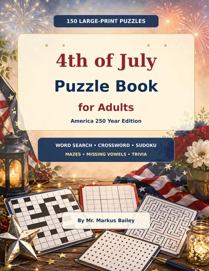 Cover of 4th of July Puzzle Book for Adults