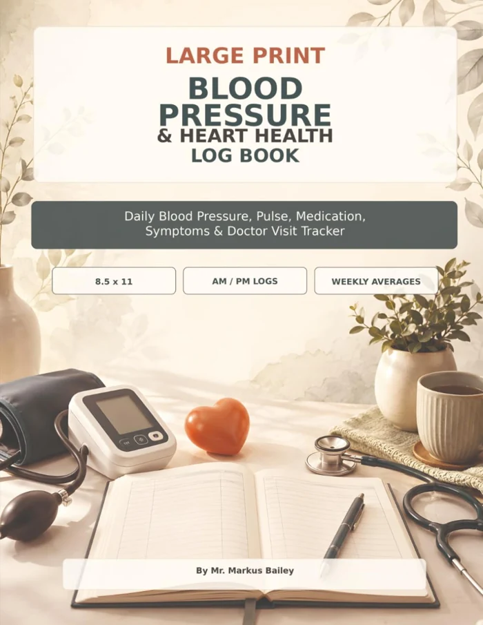 Cover of Large Print Blood Pressure & Heart Health Log Book