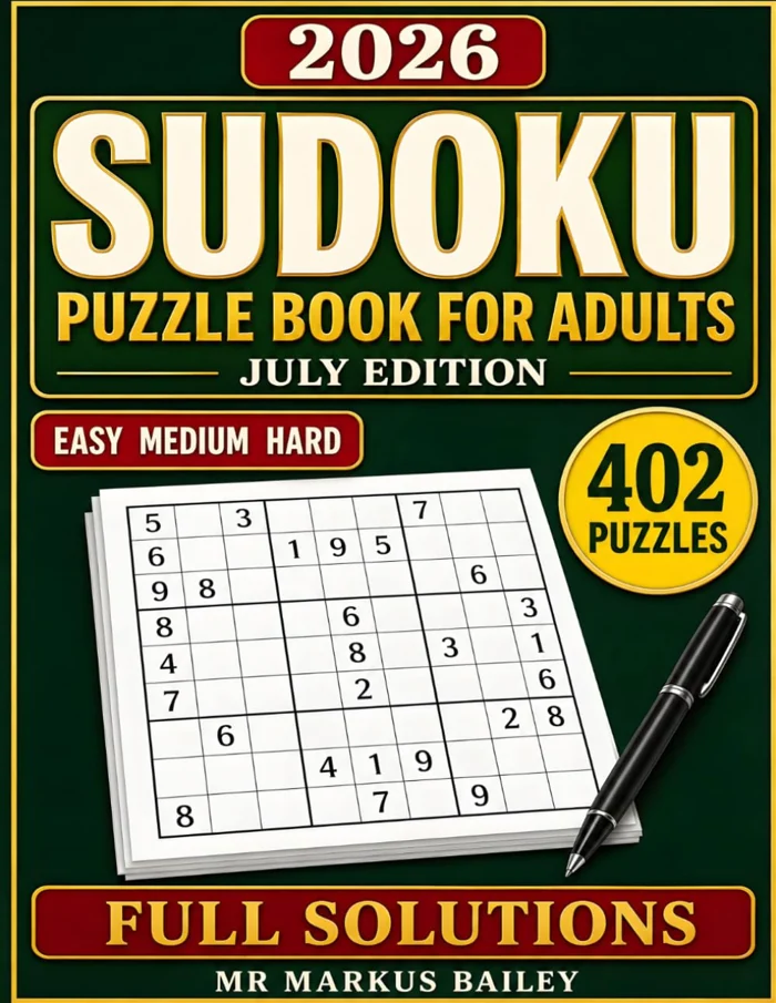 Cover of 2026 Sudoku Puzzle Book for Adults: July Edition